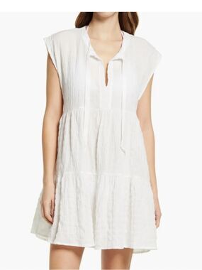 Robin Piccone Fiona Flouncy Cover-Up Dress White - Size Extra Small